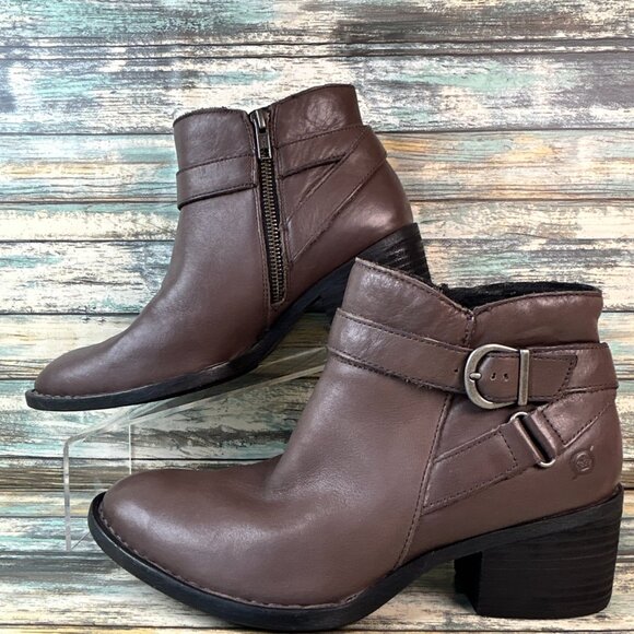Born Harness Ankle Boots Womens Size 9M Soft Brown Leather Zip Up Casual - Picture 2 of 12